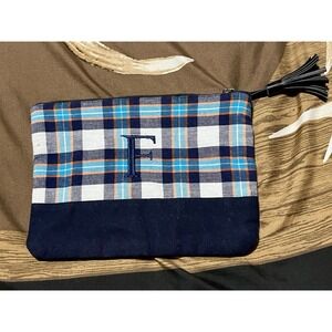 Cute Makeup Bag Cosmetic‎ Fabric Pouch Purse Toiletry Zipper Plaid "F"